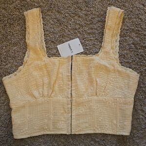 Cream Fitted Crop Tank Top Bustier Style